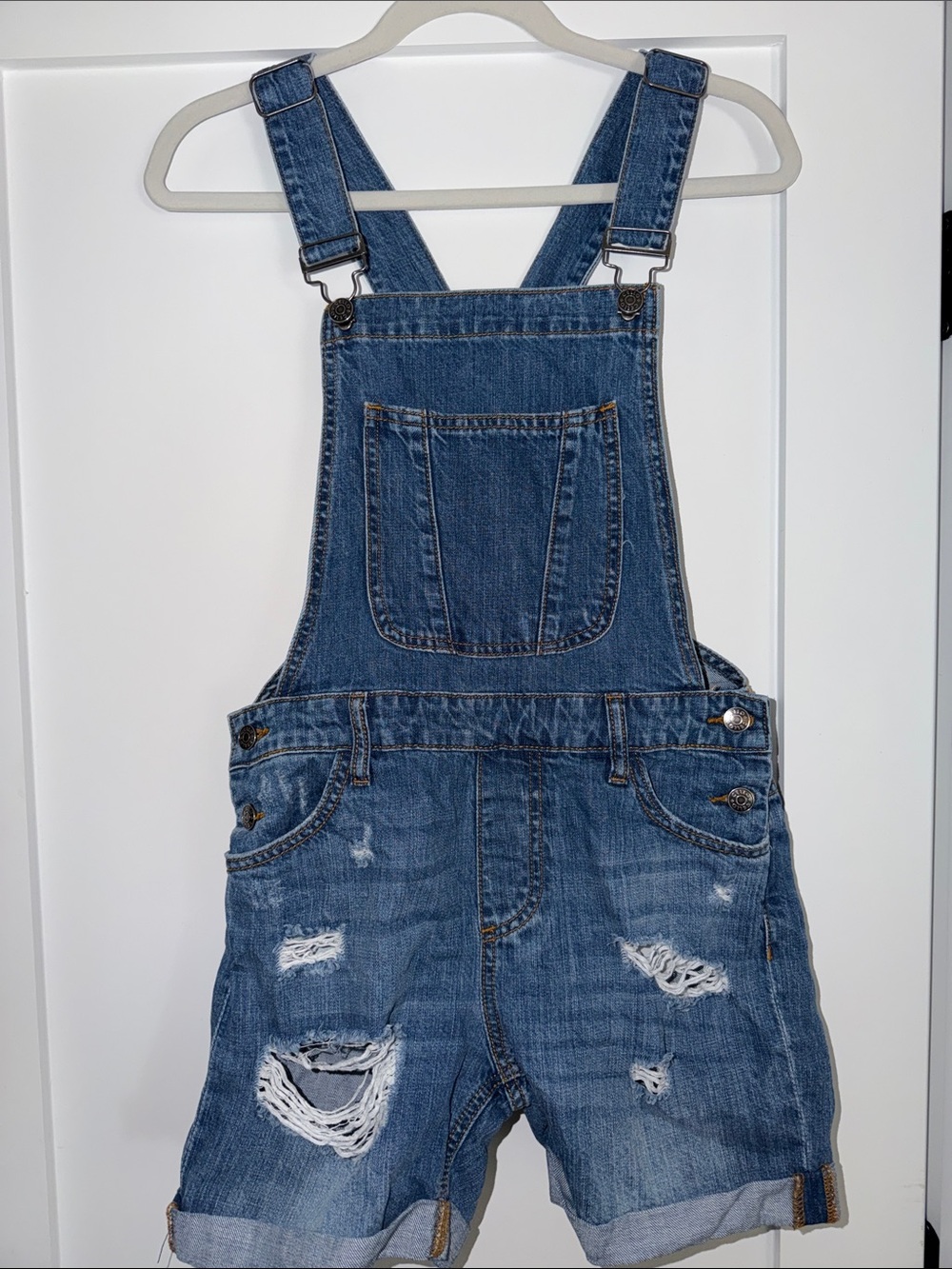 Women Blue Denim Short Overalls - Classic Casual One-Piece
